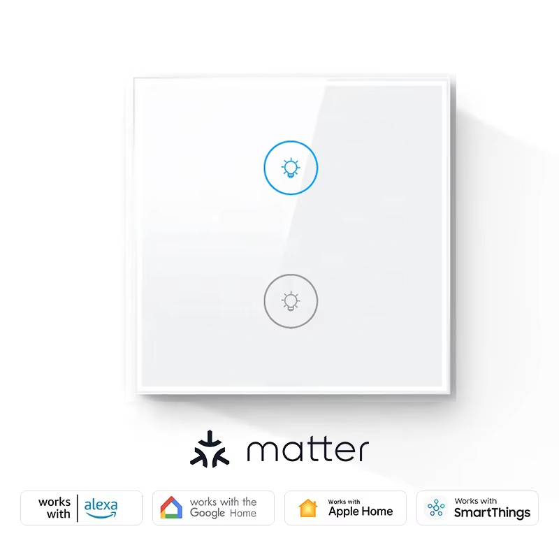 Matter EU WiFi 1/2/3 Gang Touch Glass Aluminium Frame Smart Switch Alexa Google Home Wall Light Switch
